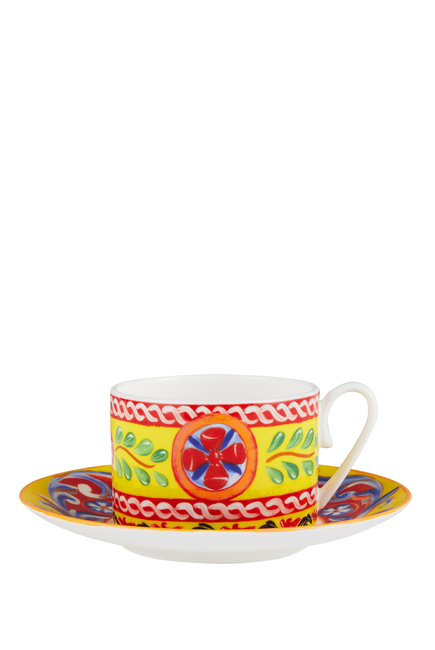 Carretto Giallo Fine Porcelain Tea Cup & Saucer